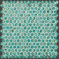 6DHT Dwell Turquoise Hexagon Gold. Мозаика (30x30)