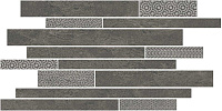 SBM011/SG4585 Ламелла серый темный мозаичный. Напольный декор (25x50,2)